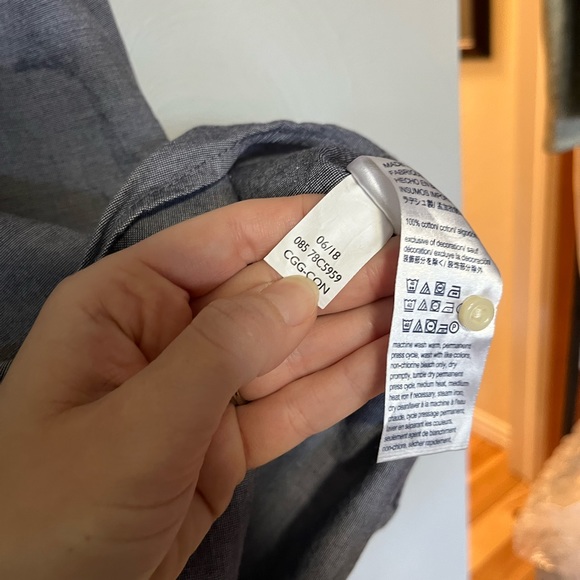 Tommy Hilfiger Classic Fit Button Down Blue Gray Textured Print Button Collar XL - Picture 9 of 9